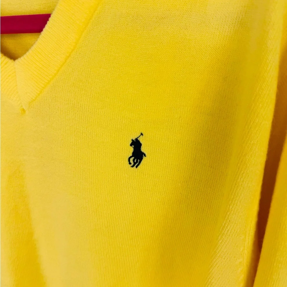 Polo Ralph Lauren 100% Cashmere Yellow V Neck Sweater Long Sleeve Vest